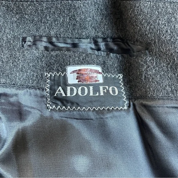 Adolfo Classic Black Trench Coat size 44S - Picture 3 of 6